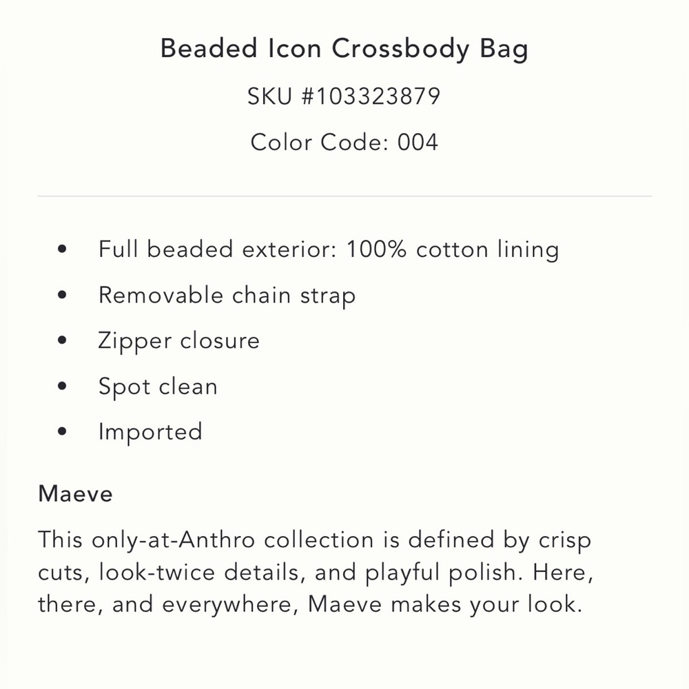 Anthropologie Maeve NWT Beaded Icon Cross Bag - Picture 5 of 7